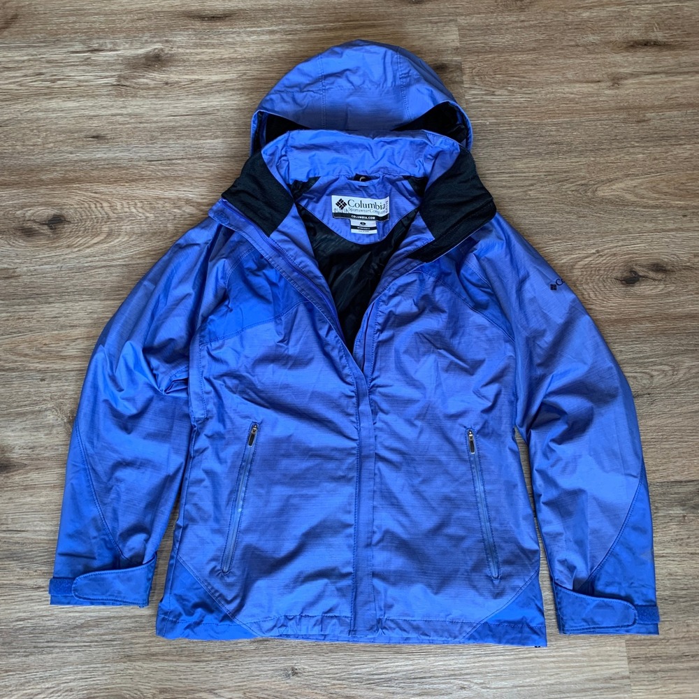 Columbia Womens Interchange Hooded Jacket Blue Full Zip Hard Shell - Small